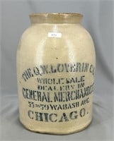 Salt Glaze 1 gal jar w/ "The Q.W. Loverin Co.