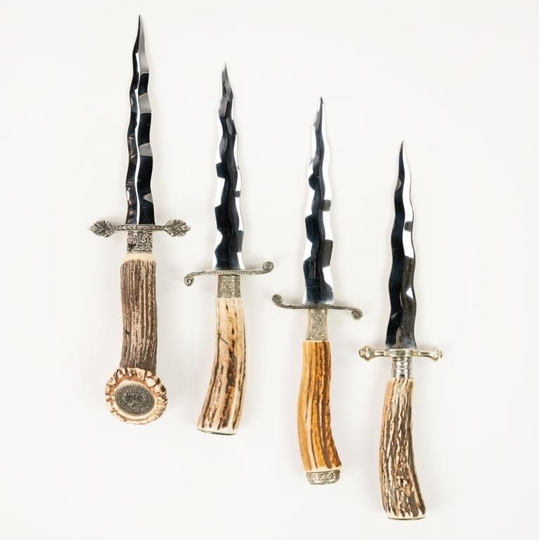(4) Group of Linder-Messer Flame-Blade Daggers