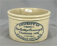 RW 2 lb butter crock w/ "Glen Springs Creamer Co.,