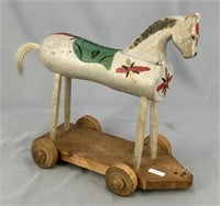 Carved Horse wooden pull toy