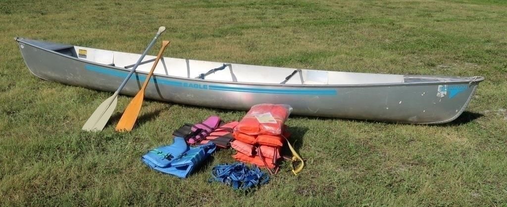 Grumman Eagle 17' canoe with oars and