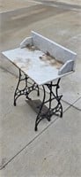 29" Tall Marble Top (Stained) Sewing Base Table
