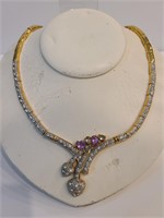 Elegant Womens Necklace Gold and Diamond