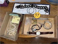 (3) Boxes Jewelry, Watches & Misc.