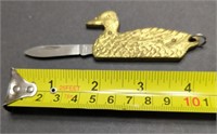 Small Brass Or Copper Duck Pin Knife.