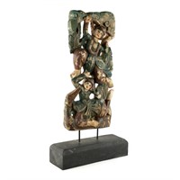 Thai Sword Dancers Carving on Stand