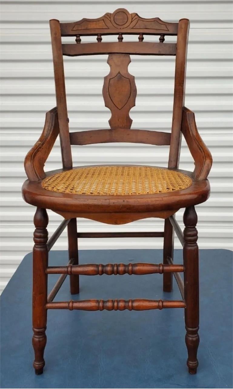 Early Antique Victorian Caned Seat Chair *