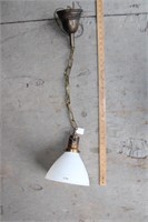 Brass Hanging Lamp / Milk Glass Shade