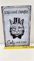 New Metal Sign "Dogs have Owners..." 10"x15"