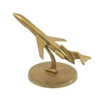 Contemporary Brass Airplane in Flight Sculpture