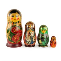 (4) Group of Russian and USSR Stacking Dolls inc D
