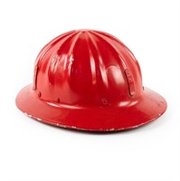 Vintage Red Aluminium Firefighter's Helmet