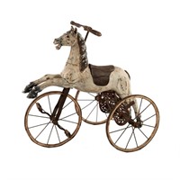 19th Century Carved Wood Horse Tricycle