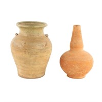 (2) Cambodian Terra Cotta Pottery Vessels