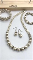 Faux pearl 3 piece set with Swarovski elements,