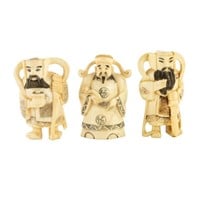 (3) Japanese Carved Ivory Netsukes Figurines
