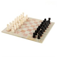 Marble Chess Board with Hand Carved Pieces