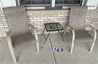 2 Patio chairs & Metal small table