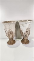 (2) Stoneware Vases 13" tall