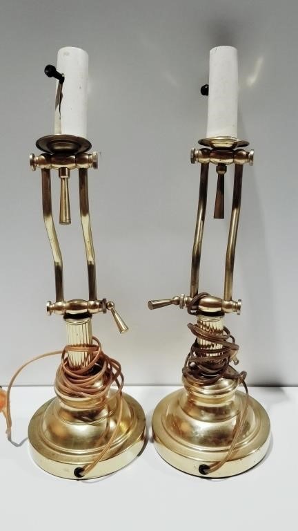 Pair of Swivel Brass Lamps 18-1/2" Tall
