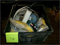 Electrical and caster wheel lot in crate
