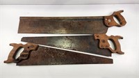 (3) Vintage Handsaws (Disston, Warranted Superior