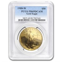 1988-w 1oz Proof American Gold Eagle Pr69 Dcam