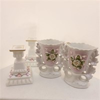 Antique Vases and Vintage Candle Holders