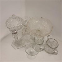 Vintage Clear Glass Dinning & Decor Lot