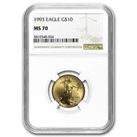 1993 1/4 Oz American Gold Eagle Ms-70 Ngc