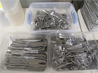 Lot - (3) Bins of Forks & Knives