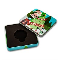 Holiday Tin Gift Box - Christmas Tree Star Santa