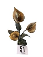 Vintage Brass/Bronze Calla Lily Sculpture(Den)