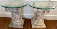 67 - PAIR OF GLASS TOP SIDE TABLES
