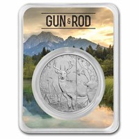 1 Oz Silver Round - Gun & Rod (deer) W/ Tep