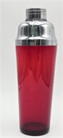 Art Deco Ruby Red Glass Chrome Cocktail Shaker