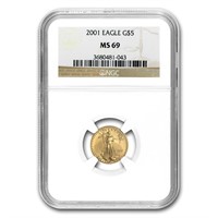 2001 1/10 Oz American Gold Eagle Ms-69 Ngc