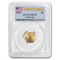 2018 1/10oz American Gold Eagle Ms70 Firststrike