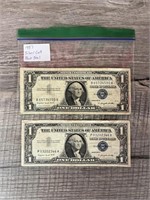 (2) 1957 Silver Certificate $1