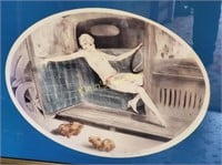Louis Icart Woman in car w/ Pekingese 1920 litho