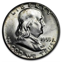 1955 Franklin Half Dollar Bu