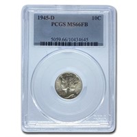 1945-d Mercury Dime Ms-66 Pcgs (fb)