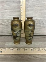 Pair of Small Brass Vases