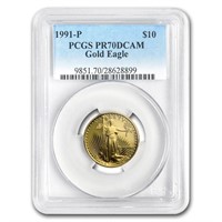 1991-p 1/4 Oz Proof American Gold Eagle Pr-70 Pcgs