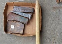 Lot of Axe heads / maul heads and handle