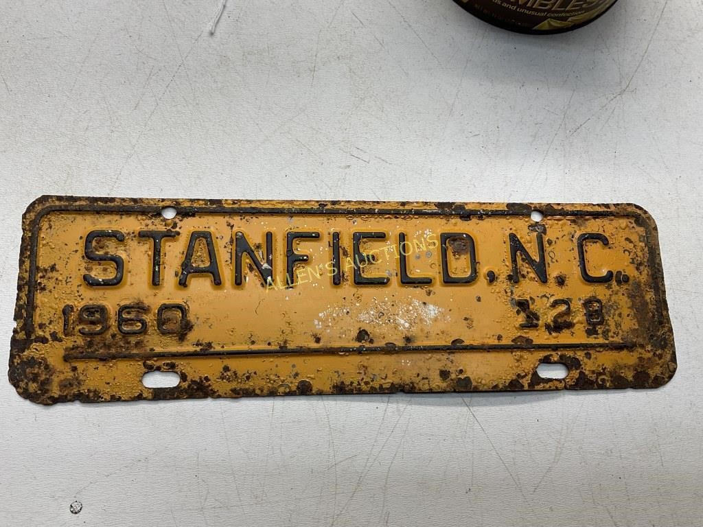 STANFIELD NC 1960 CITY LICENSE PLATE