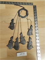 Vintage Pewter Cats Wind Chime