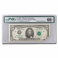 1995 (l-san Fran) $5 Frn Cu-66 Epq Print Fold Over