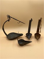 Antique Wrought Iron Betty Lamps