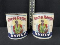 Pair of Uncle Remus Advertising Syrup Cans